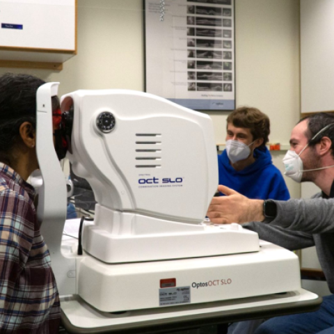 study participant using a piece of equipment