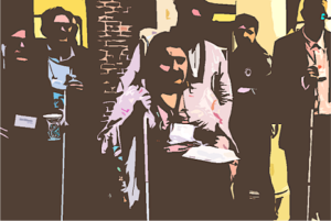 A group of blind or low vision individuals holding white canes